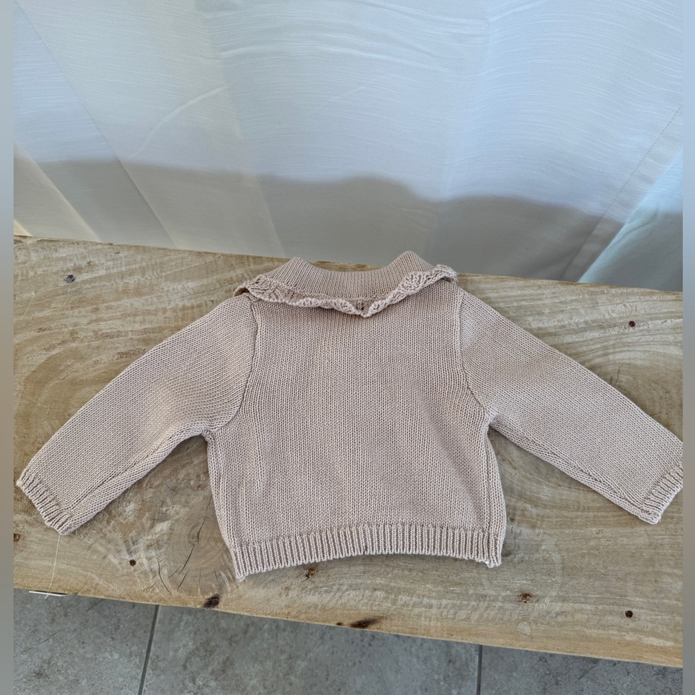 Nicole Miller Knit Baby Cardigan Floral Embroidered Collar Sweater Size 0–3M NWT - Picture 8 of 8
